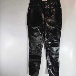 We The Free Phoenix Coated Skinny Jeans Liquid Black Patent 31‎ High Rise Button